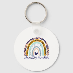 Teacher Rainbow Leopard Print Science And Chemistr Keychain