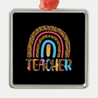 Teacher Rainbow Metal Ornament