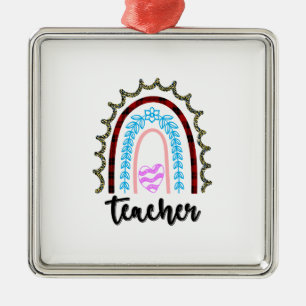 Teacher Rainbow Metal Ornament
