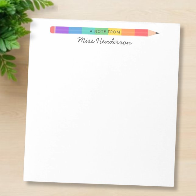 Teacher Rainbow Pencil Personalized  Notepad (Creator Uploaded)