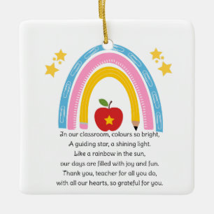 Teacher Rainbow Poem Ceramic Ornament Personalis