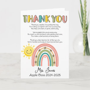 teacher rainbow poem end of year greetings card