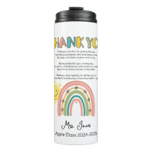 teacher rainbow poem end of year greetings thermal tumbler