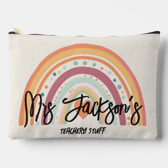 Teacher Rainbow Stuff Personalised Pencil Case Accessory Pouch (Front)