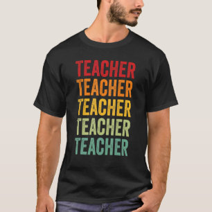 Teacher Rainbow Text Teacher Colorful T-Shirt