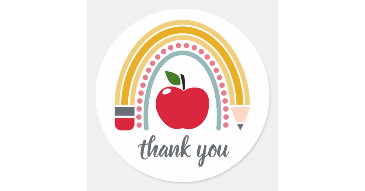 Teacher Rainbow Thank You Classic Round Sticker | Zazzle