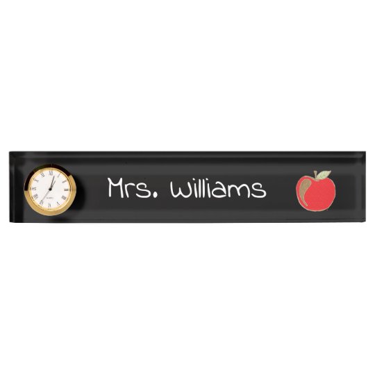 Teacher Red Apple Chalkboard Desk Name Plate Zazzle Com