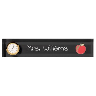 Teacher red apple desk name plate