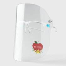 Teacher Red Apple Floral Face Shield