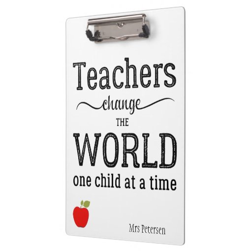 Teacher red apple inspirational quote clipboard | Zazzle