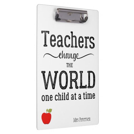 Teacher red apple inspirational quote clipboard | Zazzle