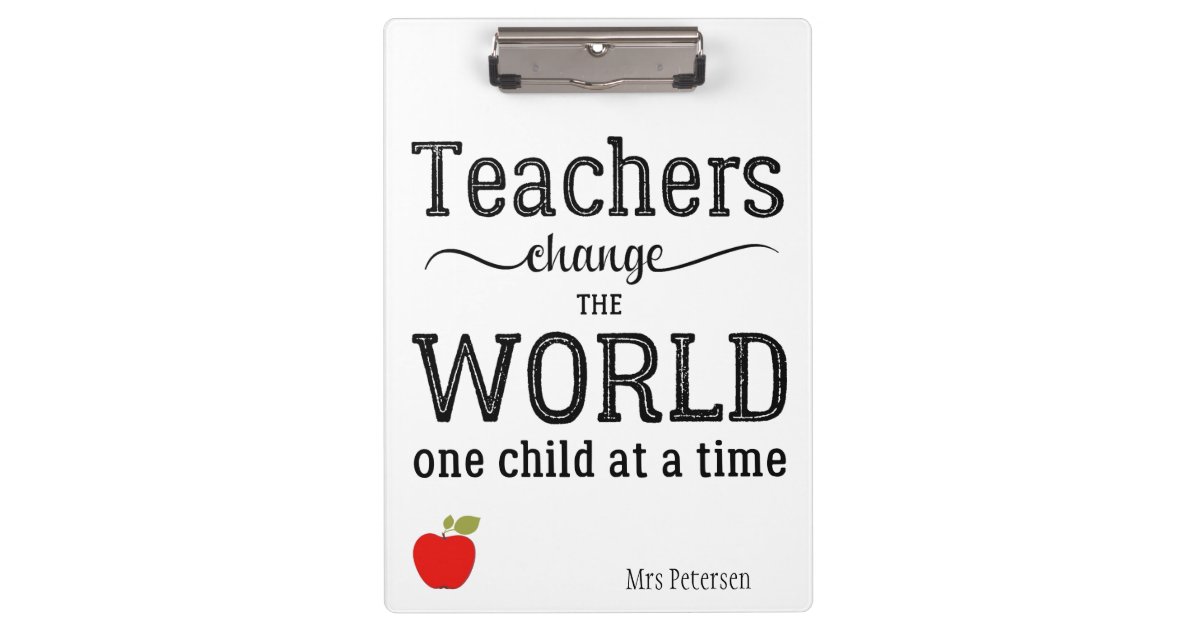 Teacher red apple inspirational quote clipboard | Zazzle