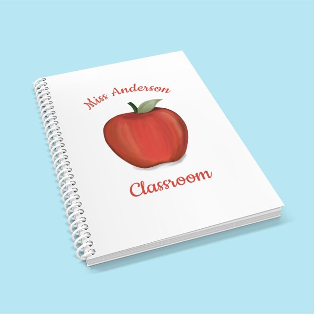 Teacher Red Apple Personalized Classroom Planner (Red Apple Teacher Planner. with simple classic style.)