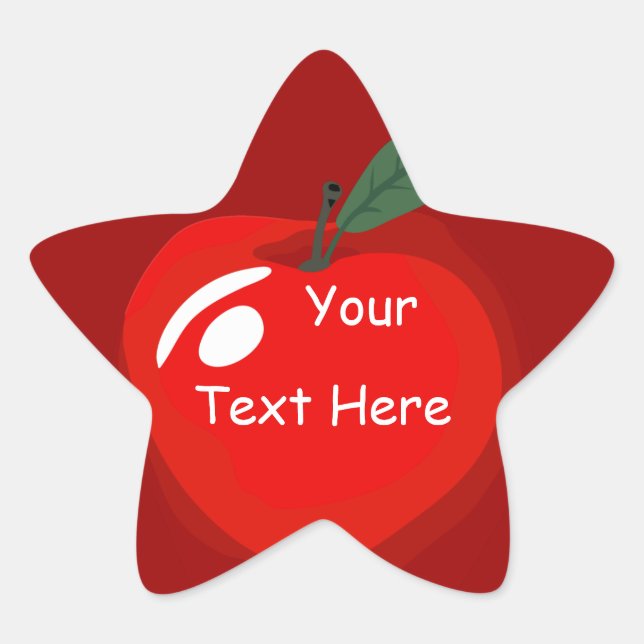 Teacher Red Apple Star Shape Sticker (Front)