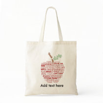 Teacher Red Apple word cloud thank you fashion Tote Bag Teacher Red Apple word cloud thank you fashion Tote Bag