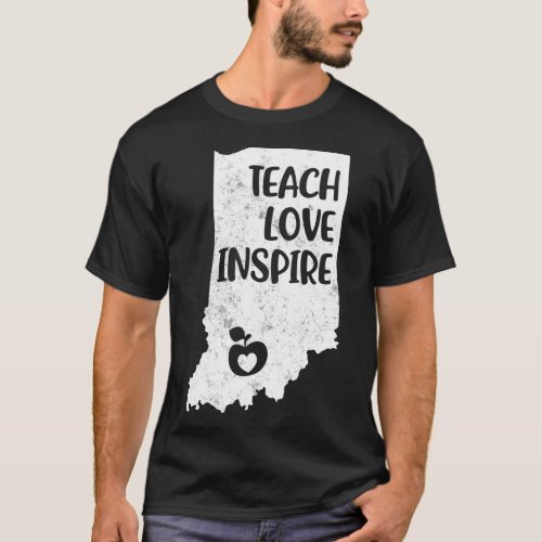 Teacher Red For Ed Indiana Teach Love Inspire  T_Shirt