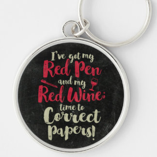 Teacher Red Pen Red Wine Keychain