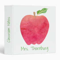 Teacher Red Watercolor Apple Classroom Notes Binder