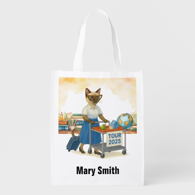 Teacher  retirement 2025 for cat lovers grocery bag (Front)