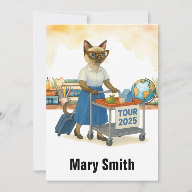 Teacher  retirement 2025 for cat lovers invitation (Front)