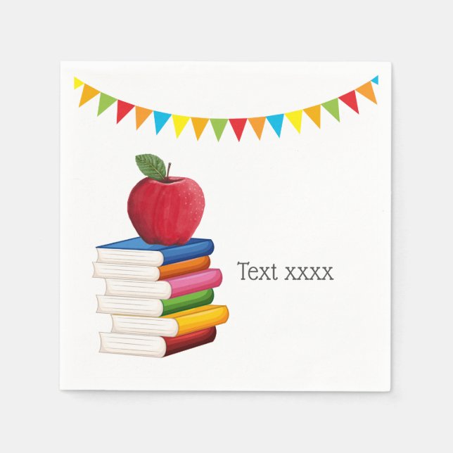 teacher retirement , Apple, teacher retiring Napkins (Front)