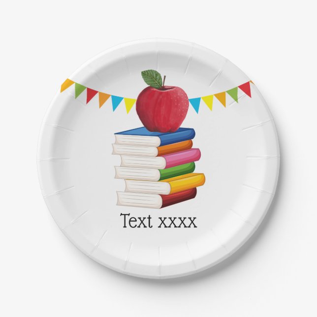 teacher retirement , Apple, teacher retiring Paper Plates (Front)
