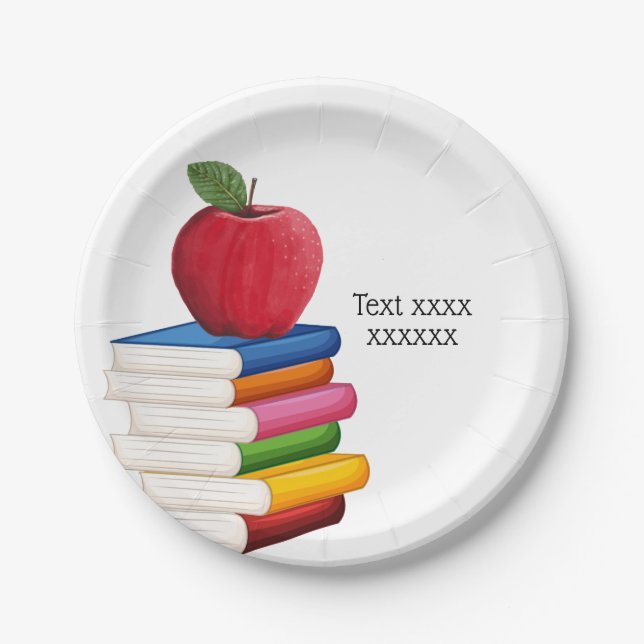 teacher retirement , Apple, teacher retiring Paper Plates (Front)