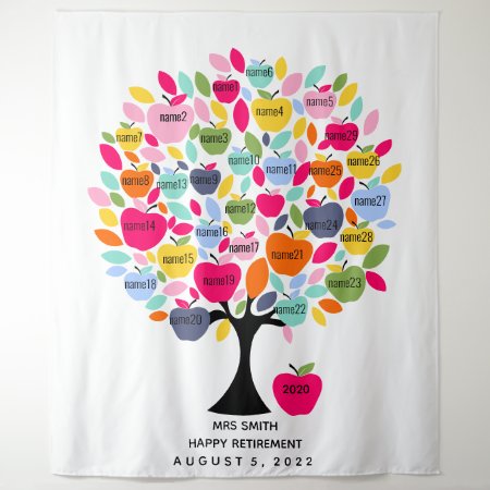 Teacher Retirement Apple Tree With Names Tapestry