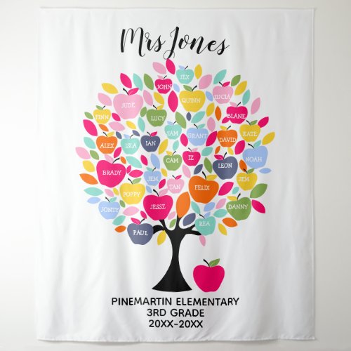 Teacher retirement apple tree with names tapestry