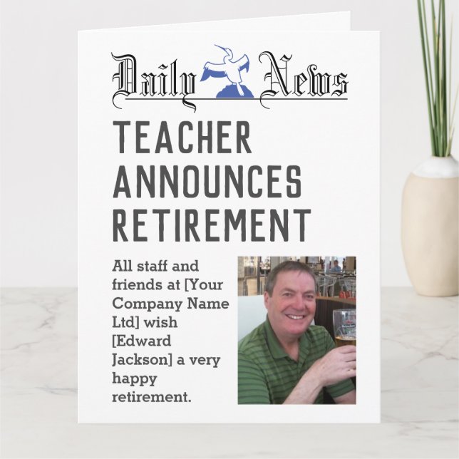 Teacher Retirement Card to Personalise (Front)