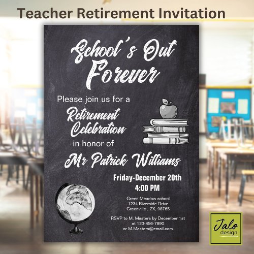 Teacher Retirement Chalk Blackboard Nostalgic 