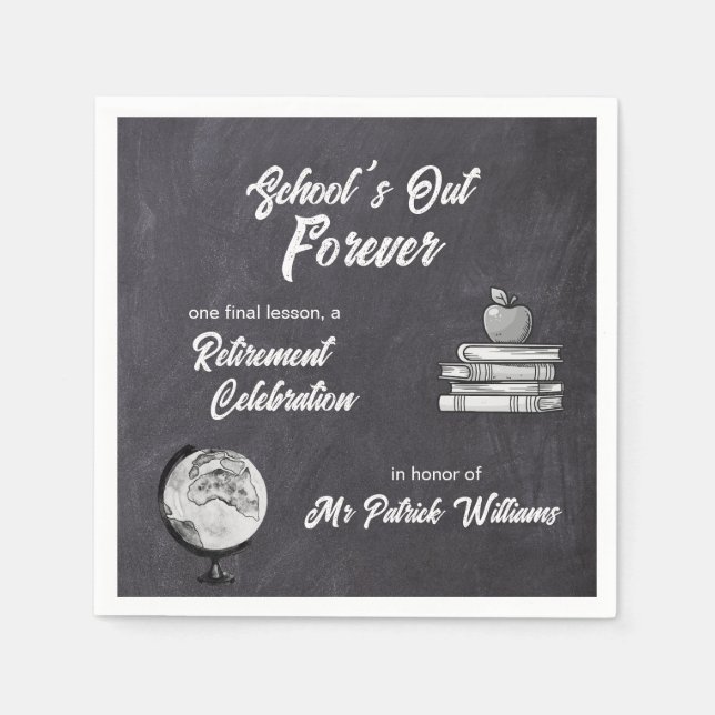 Teacher Retirement Chalk Blackboard Nostalgic  Napkins (Front)