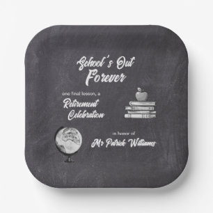 Teacher Retirement Chalk Blackboard Nostalgic Paper Plates