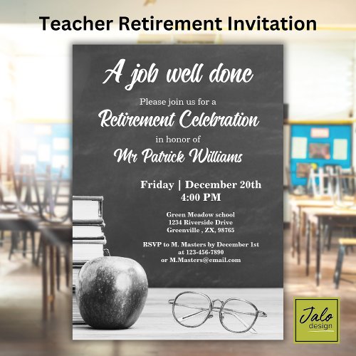 Teacher Retirement Chalkboard Apple Books Noir 