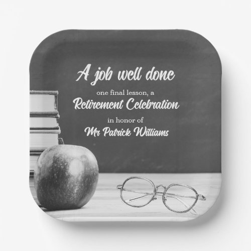 Teacher Retirement Chalkboard Apple Books Noir 
