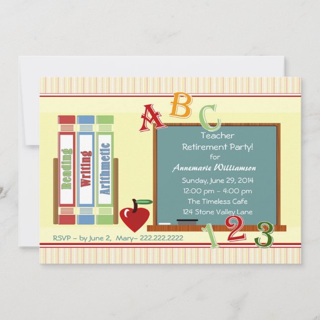 Teacher Retirement ChalkBoard Invitation (Front)