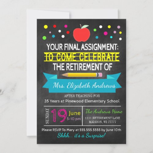 Teacher Retirement Chalkboard School's out Forever