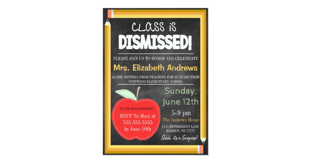 Teacher Retirement Chalkboard School S Out Forever