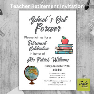 Teacher Retirement Colorful Nostalgic Classic   Invitation