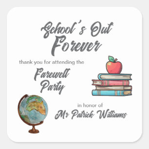 Teacher Retirement Colorful Nostalgic Classic   Square Sticker