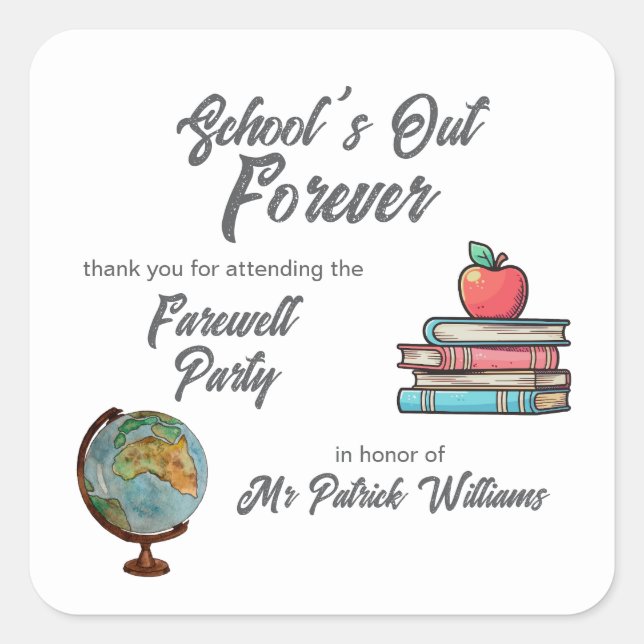 Teacher Retirement Colorful Nostalgic Classic   Square Sticker (Front)