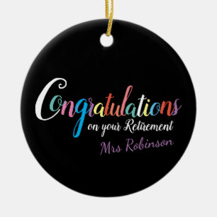 Teacher retirement congratulations ceramic ornament