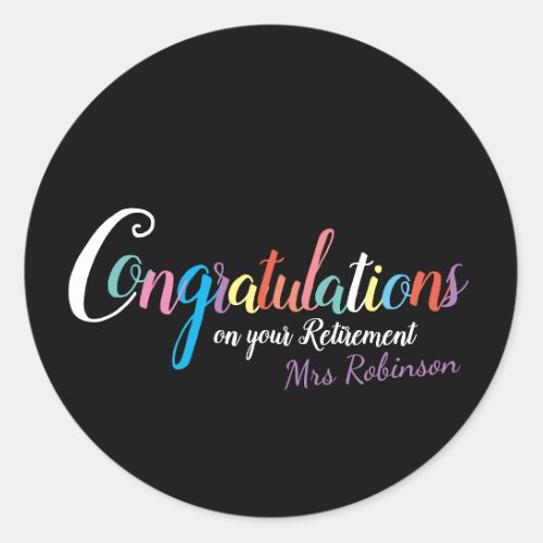 Teacher retirement congratulations classic round sticker