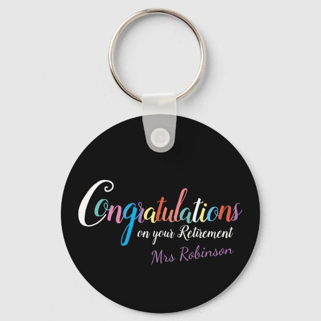 Teacher retirement congratulations keychain (Front)