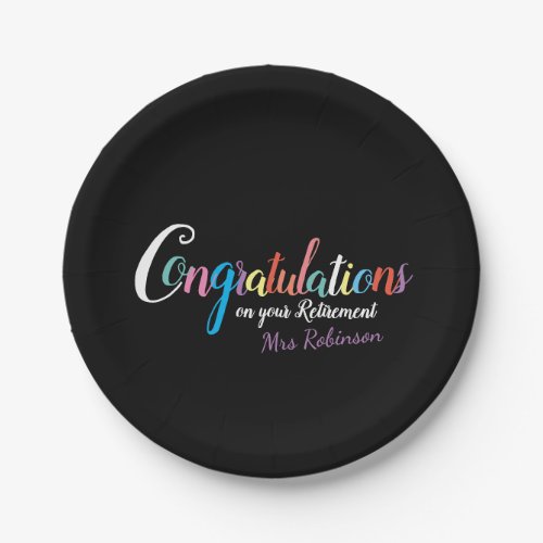 Teacher retirement congratulations paper plates