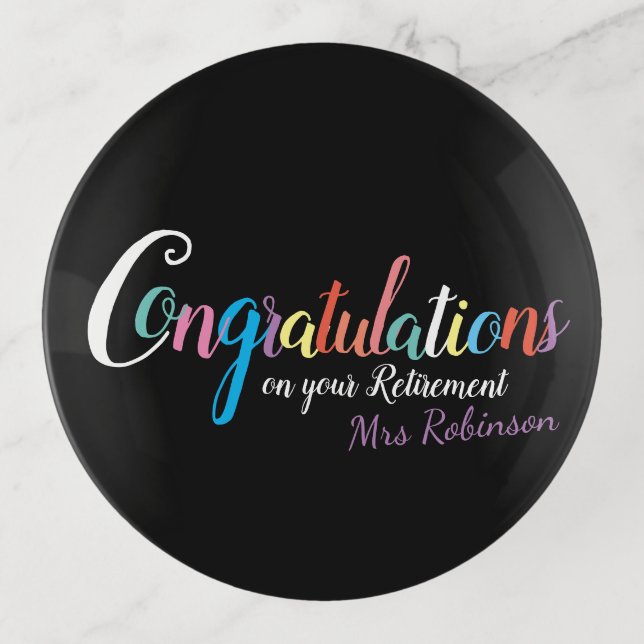 Teacher retirement congratulations trinket tray (Front)