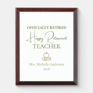 Teacher Retirement Gift Officially Retired Award Plaque