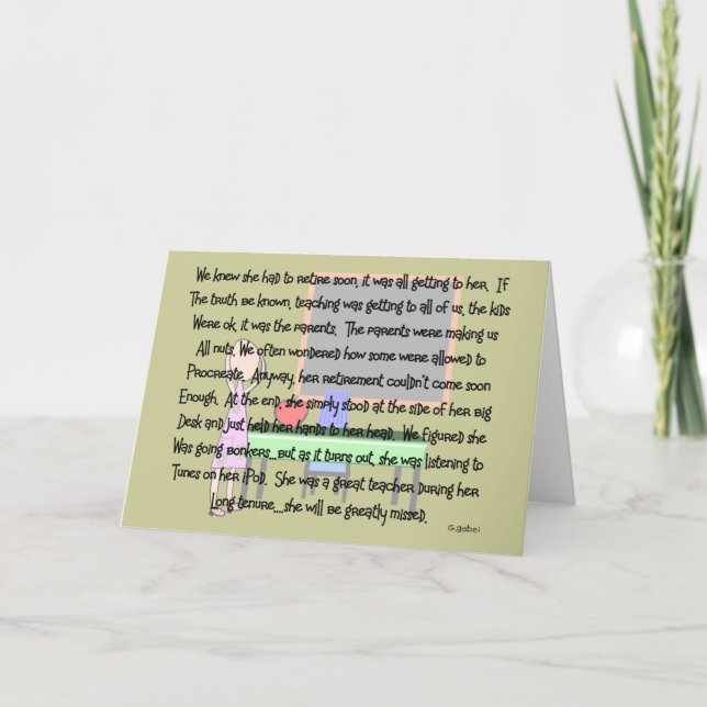 Teacher Retirement "Gone Bonkers" Story Art Gifts Card (Front)