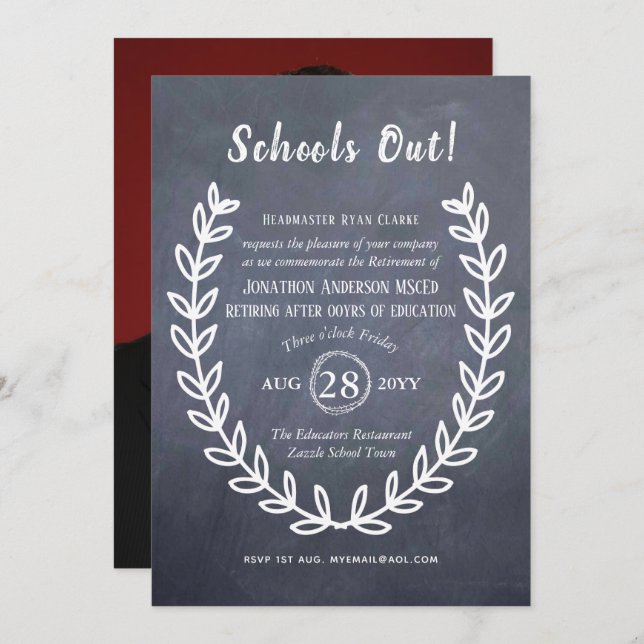 Teacher Retirement Invitations Professor Educator (Front/Back)