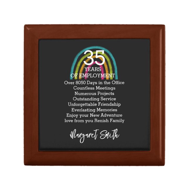 Teacher Retirement keepsake cute rainbow trinket Gift Box (Front)